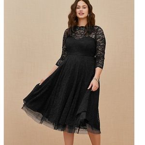 Black Lace Skater Dress
